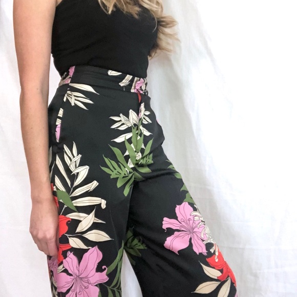 Zara Pants - ZARA Wide Leg High Rise Tropical Palazzo Pants
